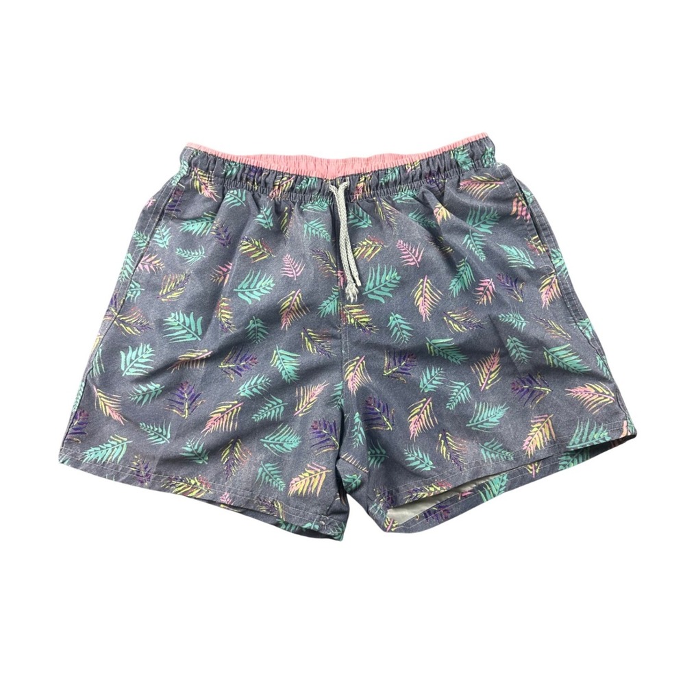 98 Coast Av Men Beach Trunks Shorts L Grey Tropical Palm Swim Spain Made Summer